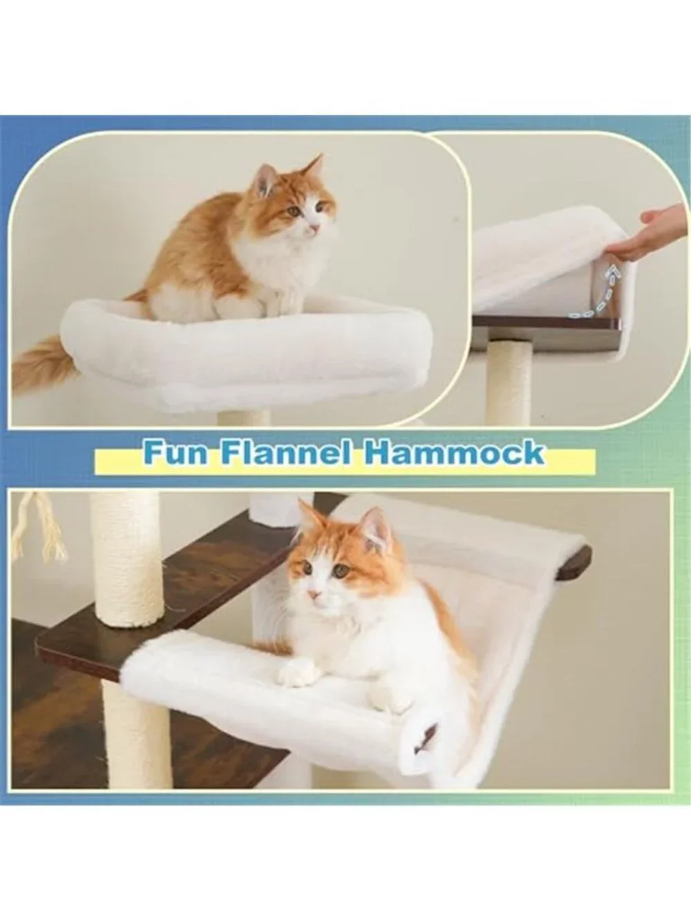 Wooden Cat Tree Tower with Large Platforms Full Sisal Scratching Posts 69.7 inch